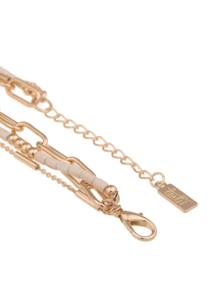 Leslii Damen-Kette Layering Weiße Perlen Glieder-Kette Steine Goldene Modeschmuck-Kette Gold Bunt