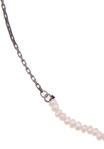 Leslii Damen-Kette Little Pearls Süßwasser-Zuchtperlen Perlen-Kette Collier Schwarz Weiß