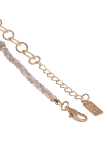 Leslii Damen-Kette Material Mix Echte Perlen Glieder-Kette Natursteine Modeschmuck-Kette Gold Multi