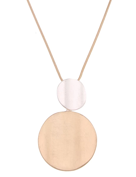 Leslii Damen-Kette Matt Anhänger Bicolor Lange Kette Gold Silber