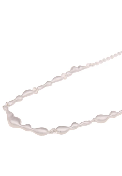 Leslii Damen-Kette Matt Look Collier Mattierte Glieder-Kette Silberne Modeschmuck-Kette Silber