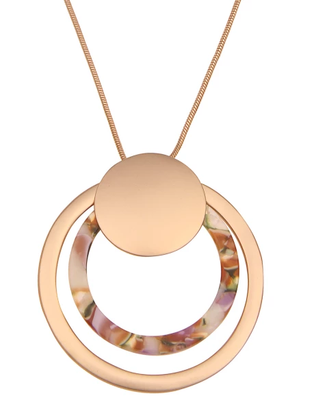 Leslii Damen-Kette Muster Ring-Anhänger Matt Schlangen-Kette Gold Braun