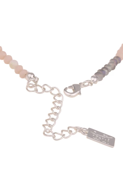 Leslii Damen-Kette Natur-Steine Tassel-Anhänger Lange Halskette Modeschmuck-Kette Beige Grau