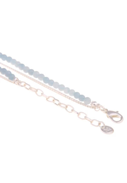 Leslii Damen-Kette Naturstein Tropfen-Anhänger Kugel-Kette Stein-Kette Modeschmuck Silber Blau