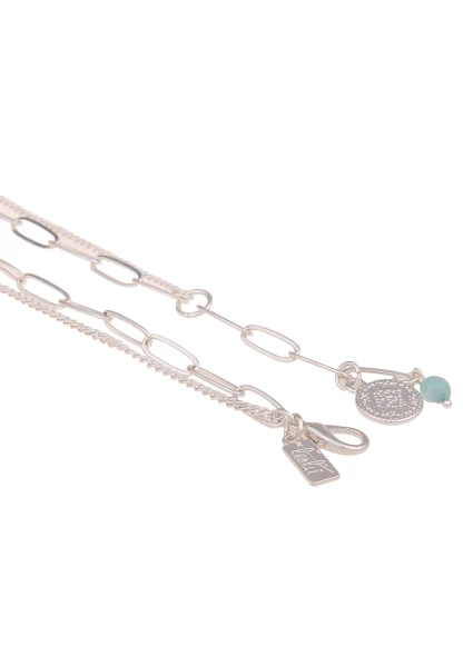 Leslii Damen-Kette Natursteine Glieder-Kette Layering Lange Modeschmuck-Kette In Silber Bunt