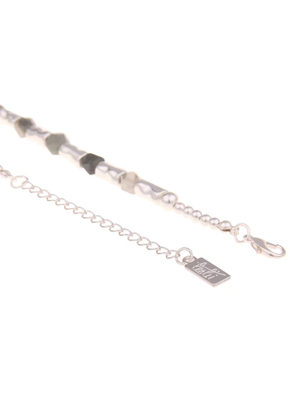 Leslii Damen-Kette Natursteine Glieder-Kette Statement Kurze Modeschmuck-Kette Silber Grün