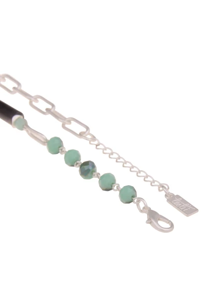 Leslii Damen-Kette Natursteine Glieder-Kette Stein-Kette Kurze Modeschmuck-Kette Silber Türkis