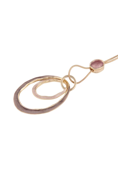 Leslii Damen-Kette Oval-Anhänger Lange Schlangen-Kette Goldene Modeschmuck-Kette Gold Braun