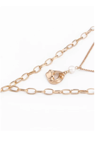 Leslii Damen-Kette Perlen Layering Kurze Halskette Goldene Gliederkette Modeschmuck Y-Kette In Gold