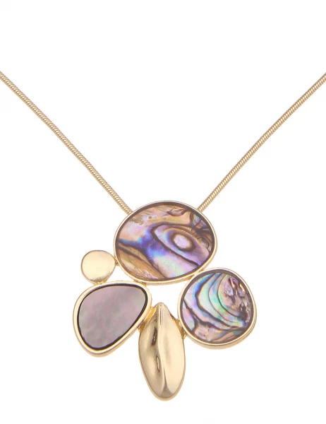 Leslii Damen-Kette Perlmutt-Anhänger Kurze Halskette Goldene Modeschmuck-Kette In Gold Grau