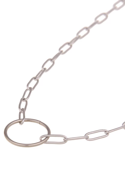 Leslii Damen-Kette Premium Collier Ring-Anhänger Kurze Edelstahl-Kette Glieder-Kette Silber