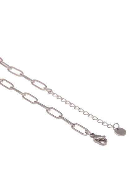 Leslii Damen-Kette Premium Collier Ring-Anhänger Kurze Edelstahl-Kette Glieder-Kette Silber