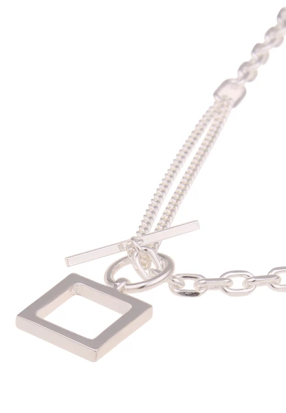 Leslii Damen-Kette Quadrat-Anhänger Formen Glieder-Kette Modeschmuck-Kette Silber Glanz