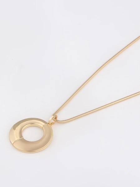 Leslii Damen-Kette Ring-Anhänger Kurze Halskette Goldene Modeschmuck-Kette Gold Matt Hochglanz