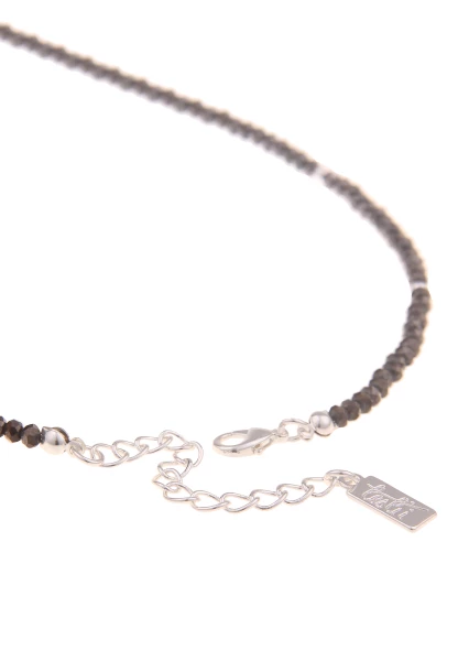 Leslii Damen-Kette Schwarze Glas-Perlen Kurze Perlen-Kette Schwarz Weiß