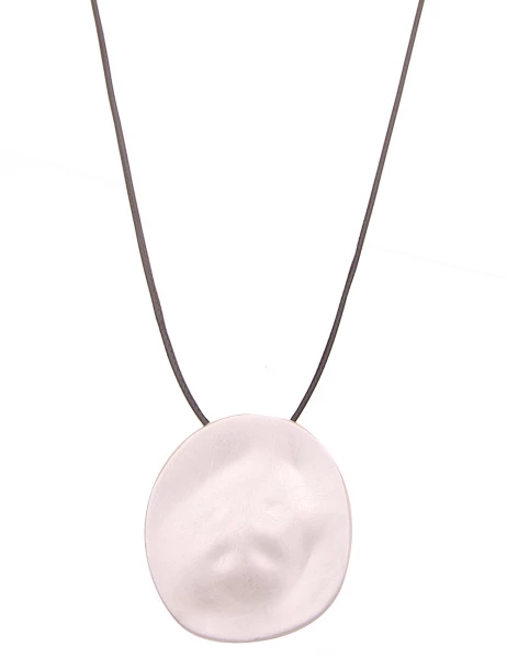 Leslii Damen-Kette Simple Lange Statement-Kette Textil Stoff-Band Matt Silber Schwarz