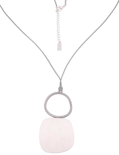 Leslii Damen-Kette Statement-Anhänger Bicolor Graue Textil-Kette Modeschmuck Grau Silber Schwarz