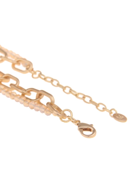 Leslii Damen-Kette Statement Glasperlen Glieder-Kette Goldene Modeschmuck-Kette Gold Beige