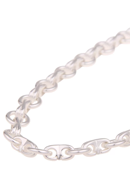 Leslii Damen-Kette Statement Glieder-Kette Gekreuzt Kurze Kette Silber