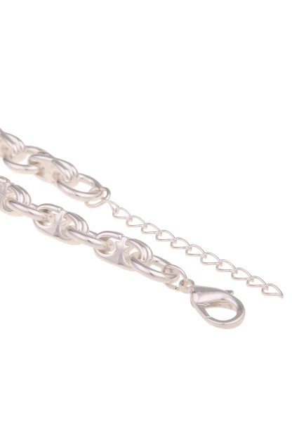 Leslii Damen-Kette Statement Glieder-Kette Gekreuzt Kurze Kette Silber