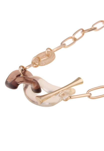 Leslii Damen-Kette Statement Glieder-Kette Kurze Kette Goldene Modeschmuck-Kette Gold Braun