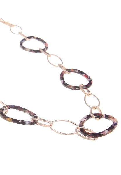 Leslii Damen-Kette Statement Muster-Ringe Lange Halskette Modeschmuck-Kette Gold Braun