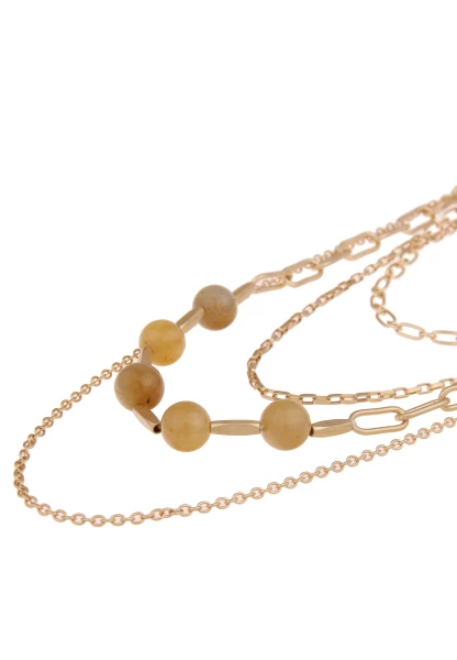 Leslii Damen-Kette Statement Panzer-Kette Layering Glieder-Kette Steinkugel Modeschmuck-Kette Gold