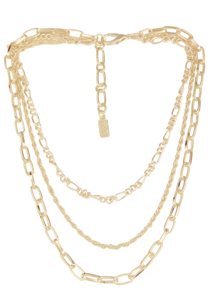 Leslii Damen-Kette Statement Panzer-Kette Layering Glieder-Kette goldene Modeschmuck-Kette Gold