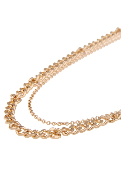 Leslii Damen-Kette Statement Panzer-Kette Layering Glieder-Kette Modeschmuck-Kette Gold Grau