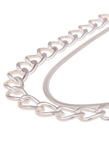 Leslii Damen-Kette Statement Panzer-Kette Layering Glieder-Kette Silberne Modeschmuck-Kette Silber