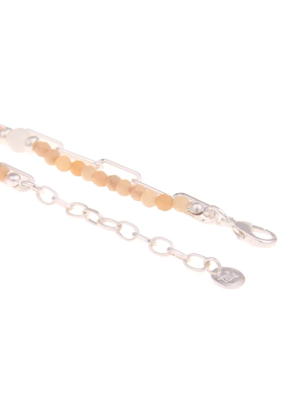 Leslii Damen-Kette Statement Stein-Kugeln Layering Glieder-Kette Perlen Modeschmuck-Kette Braun