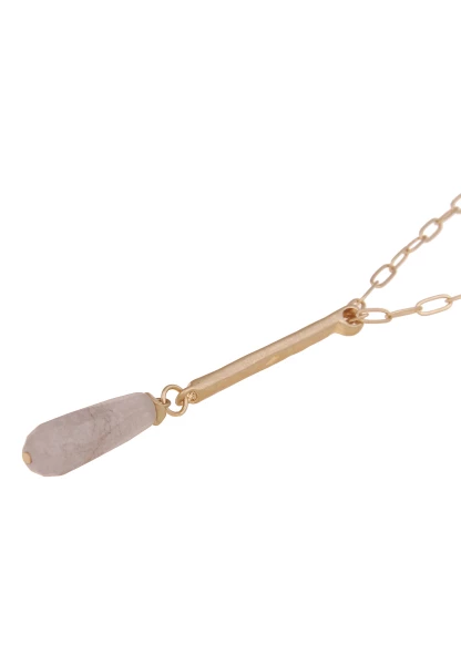 Leslii Damen-Kette Stein-Anhänger Glieder-Kette Natursteine Modeschmuck-Kette Y-Kette Gold Grau