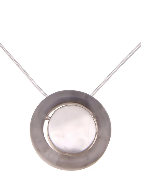 Leslii Damen-Kette Stein-Look Ring-Anhänger Collier-Kette Kurze Halskette Silberne Modeschmuck-Kette