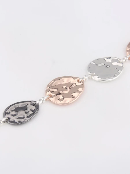 Leslii Damen-Kette Tricolor Statement-Kette Kurze Modeschmuck-Kette In Rosè Silber Grau