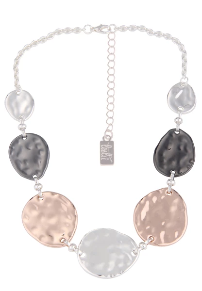Leslii Damen-Kette Tricolor Statement-Kette kurze Modeschmuck-Kette in Rosè Silber Grau