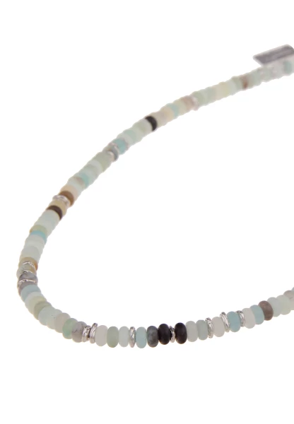 Leslii Damen-Kette Valencia Natursteine Grüne Kurze Stein-Kette Silber Mint