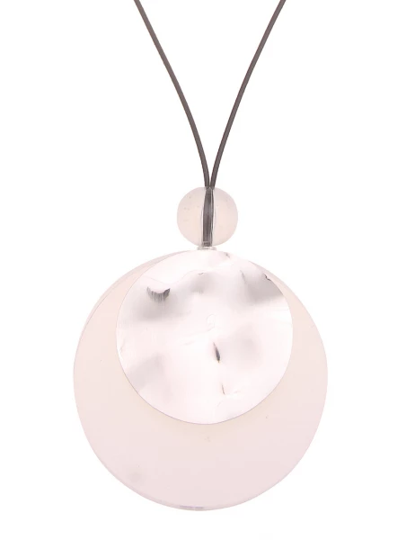 Leslii Damen-Kette XXL-Anhänger Lange Statement-Kette Textil Stoff-Band Matt Silber Schwarz