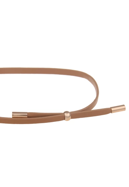 Leslii Damen-Kette XXL-Anhänger Leder-Look Braune Modeschmuck-Kette Lange Kette In Gold Braun