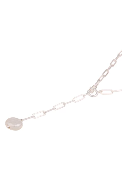 Leslii Damen-Kette Y-Kette Perle Glieder-Kette Kurze Halskette Glanz Modeschmuck-Kette In Silber