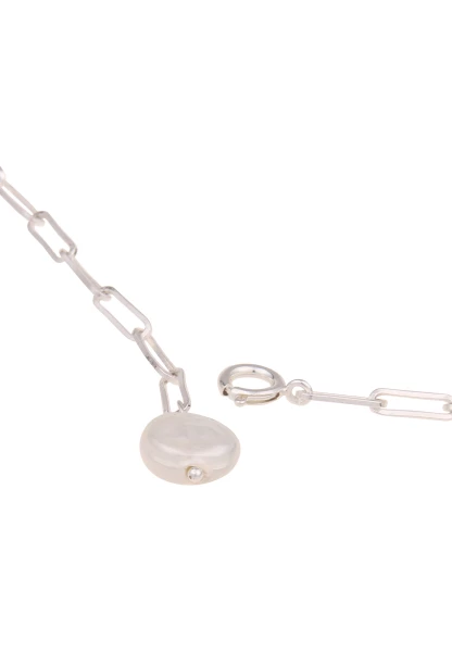 Leslii Damen-Kette Y-Kette Perle Glieder-Kette Kurze Halskette Glanz Modeschmuck-Kette In Silber