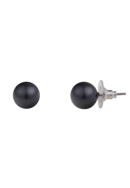 Leslii Damen-Ohrringe Frida Schwarze Perlen-Ohrringe Ohrstecker Modeschmuck Schwarz