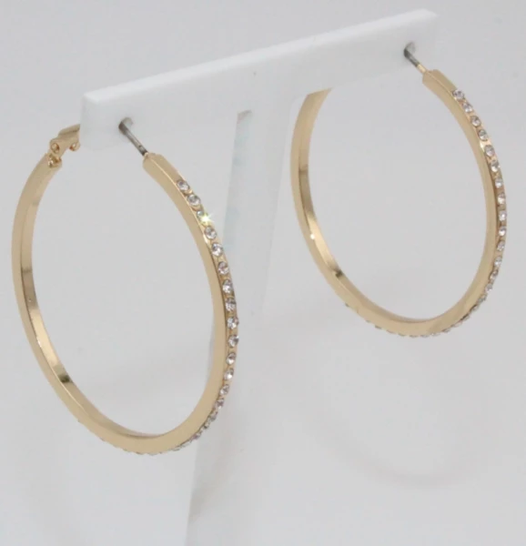 Leslii Damen-Ohrringe Glitzer Creolen Strass-Ohrringe Modeschmuck-Ohrringe Ohrschmuck Gold