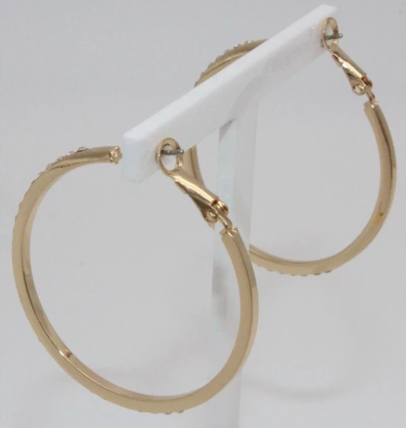 Leslii Damen-Ohrringe Glitzer Creolen Strass-Ohrringe Modeschmuck-Ohrringe Ohrschmuck Gold