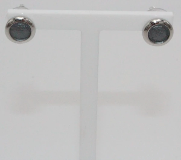 Leslii Damen-Ohrringe Ohrstecker Classic silberne Modeschmuck-Ohrringe graues Muster Silber Grau