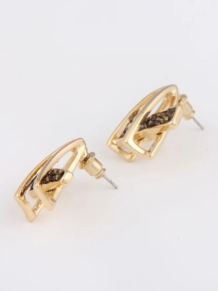 Leslii Damen-Ohrringe Yvonne Statement Glitzer Goldene Ohrstecker Modeschmuck-Ohrringe Gold