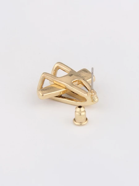 Leslii Damen-Ohrringe Yvonne Statement Glitzer Goldene Ohrstecker Modeschmuck-Ohrringe Gold