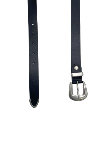 Leslii Echter Ledergürtel Mit Metallspitze Schwarz