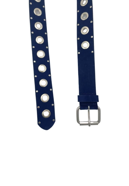 Leslii Echter Ledergürtel Mit Ösen Blau