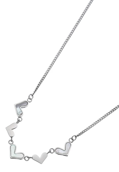 Leslii Edelstahl-Kette Herzen Silber