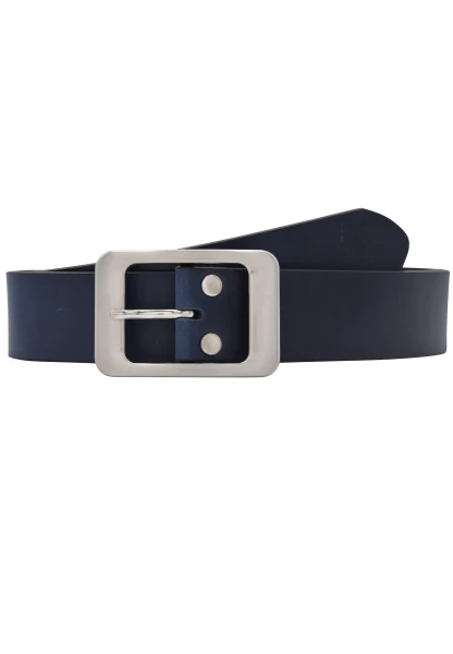 Leslii Gürtel Echter Leder-Gürtel Rindsleder Basic Dunkelblauer Gürtel Breite 4cm Navy Silber Blau
